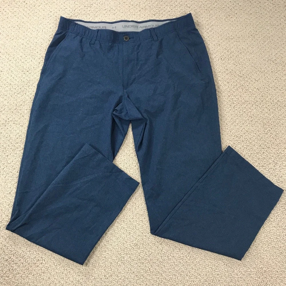 Under Armour Match Play Golf Pants Mens 38x32 Blue Heathered Straight Leg Chino